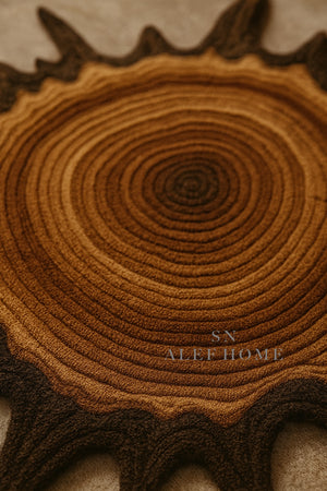 Hand Tufted Wood Slice Wool Rug Irregular Tree Trunk Carpet Modern Home Decor