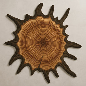Hand Tufted Wood Slice Wool Rug Irregular Tree Trunk Carpet Modern Home Decor
