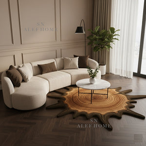 Hand Tufted Wood Slice Wool Rug Irregular Tree Trunk Carpet Modern Home Decor