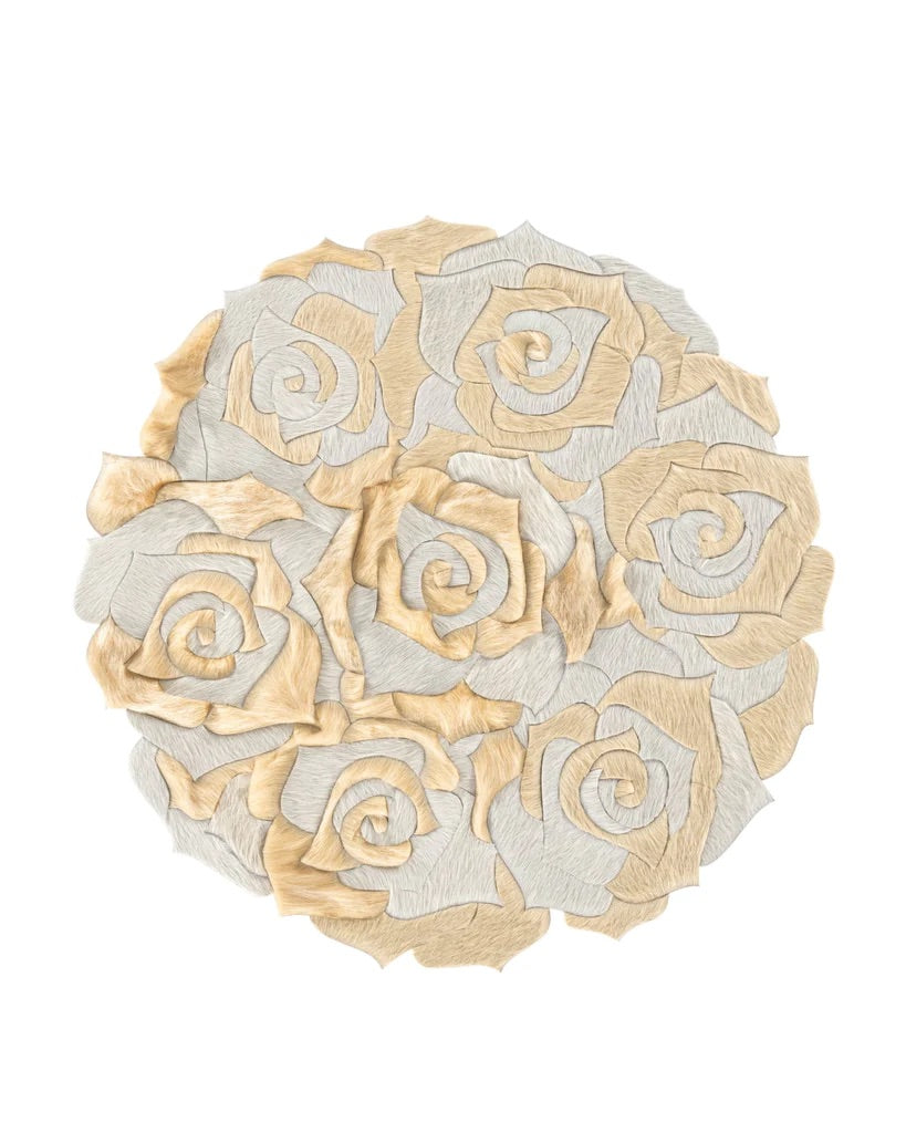 Leather haion Rug Rose Design - Alef home