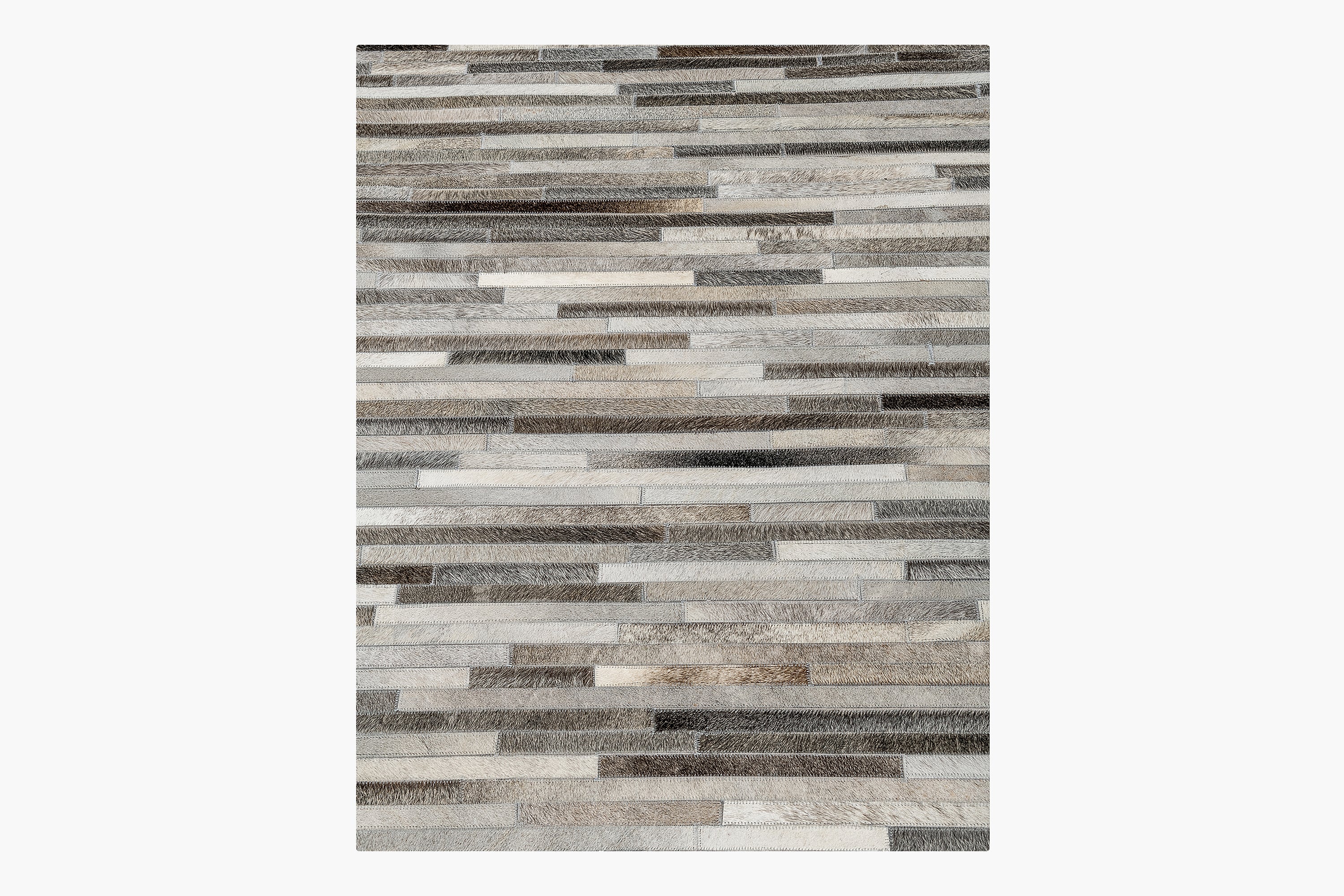 1 INCH STRIPE DESIGN GREY LEATHER PATCHWORK RUG - Alef home