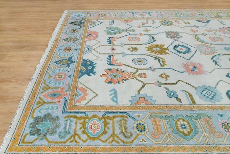 Modern Design Hand Knotted Oushak Rug