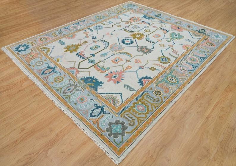 Modern Design Hand Knotted Oushak Rug