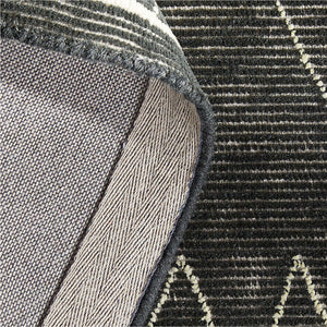 Zero Pile Black Moraccan Design Hand Tufted Rug - Alef home