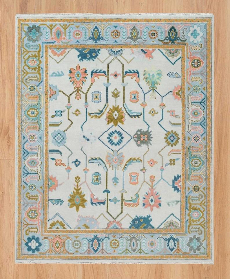 Modern Design Hand Knotted Oushak Rug