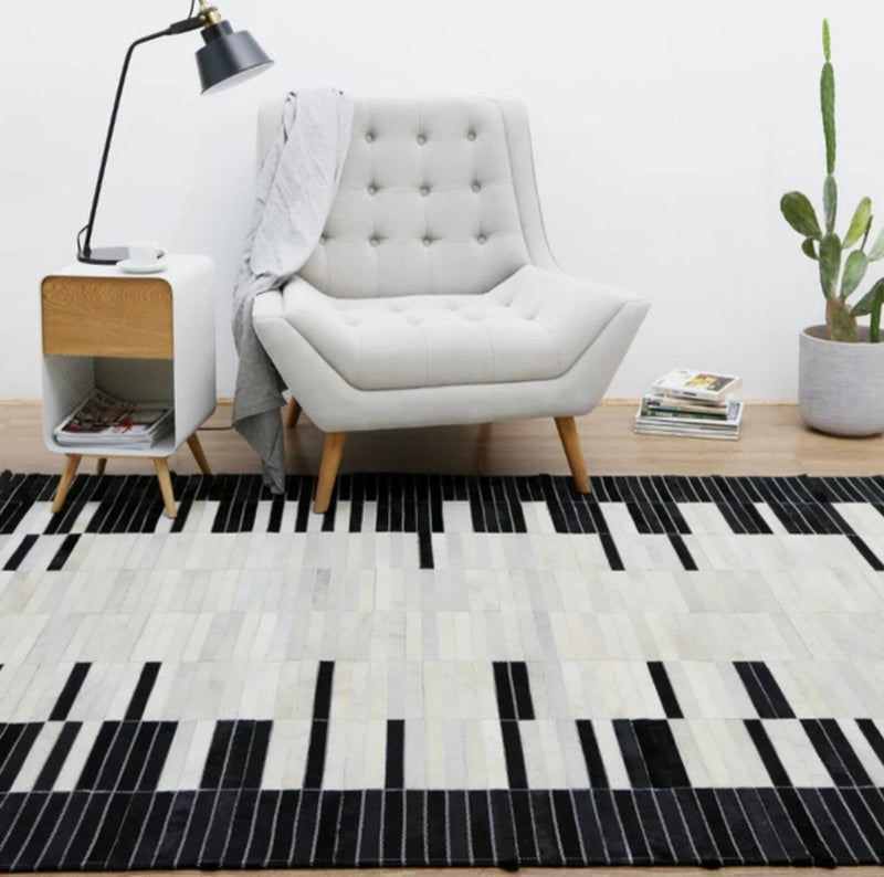 Handmade Leather Hairon Rug. - Alef home
