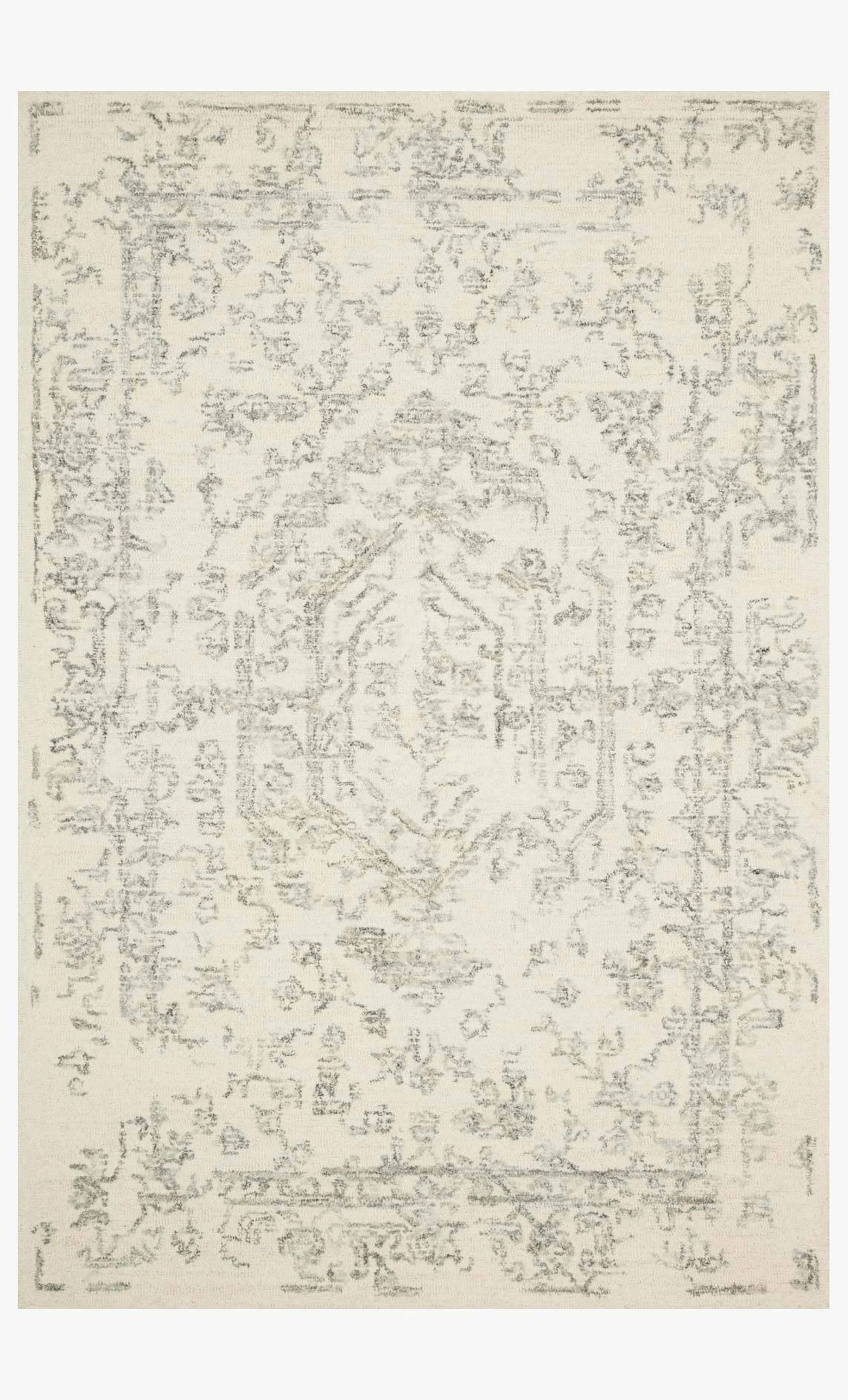 Hand Tufted Rug Erased Pattern Design White And Green