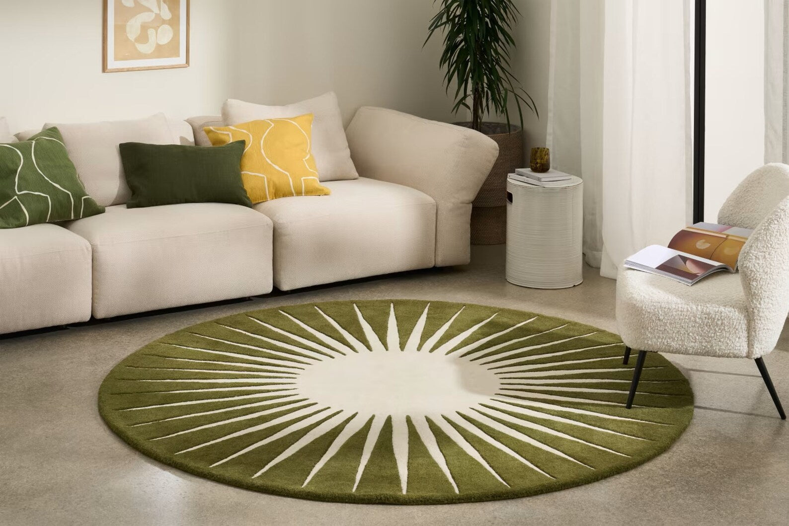 Tufted Round Rug Green - Alef home