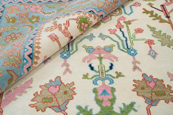 Turkish Oushak Rug Pink And Ivory