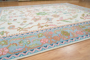 Turkish Oushak Rug Pink And Ivory - Alef home
