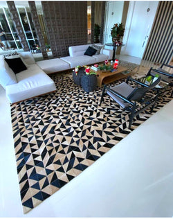 Dark and grey silver leather rug - Alef home