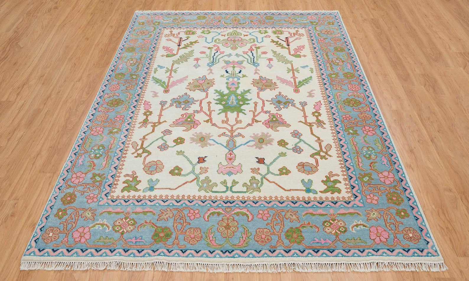 Turkish Oushak Rug Pink And Ivory