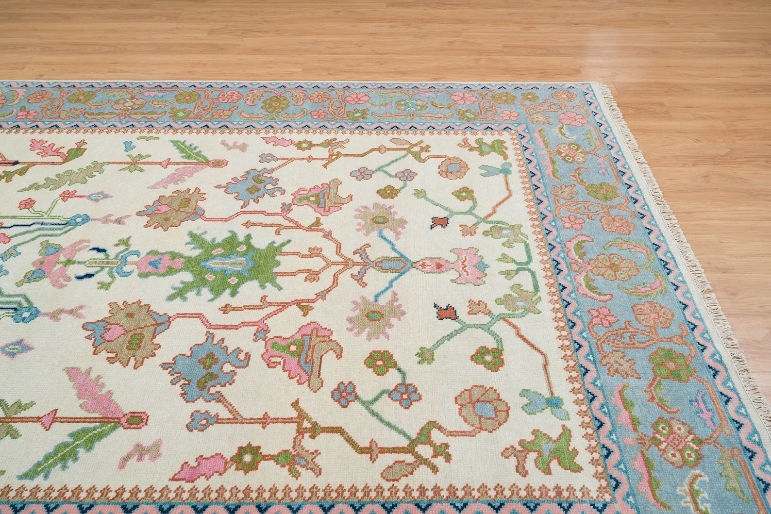 Turkish Oushak Rug Pink And Ivory