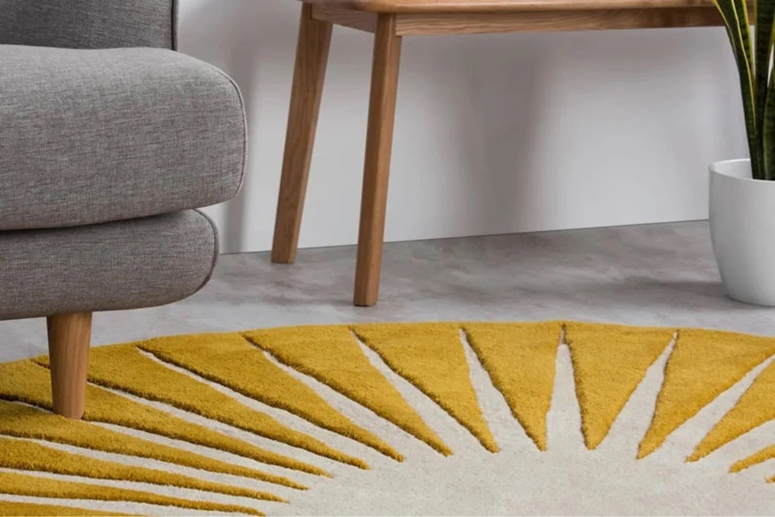 Tufted Round Rug Yellow Colour - Alef home