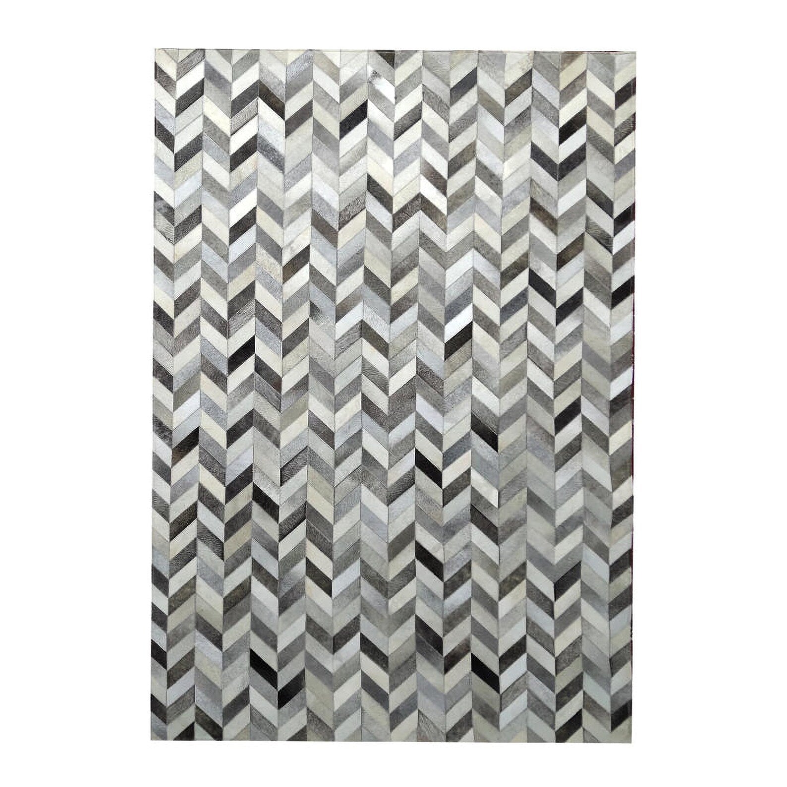 CHEVRON LEATHER HAIRON PATCHWORK HANDMADE RUG - Alef home