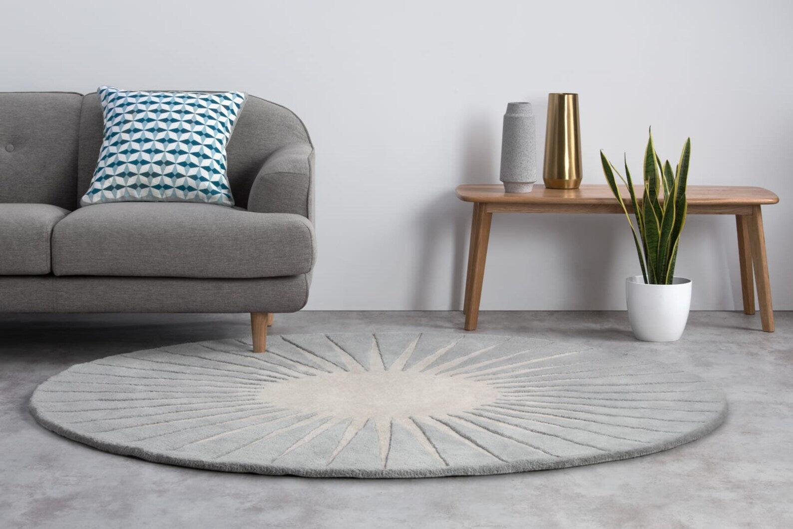 Tufted Round Rug Grey - Alef home