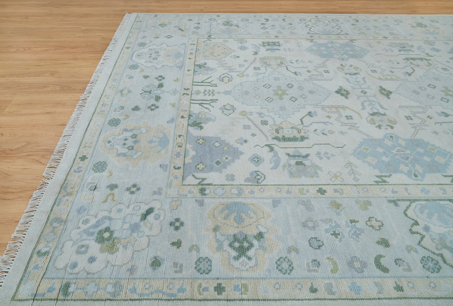 Turkish Oushak Rug Blue And White