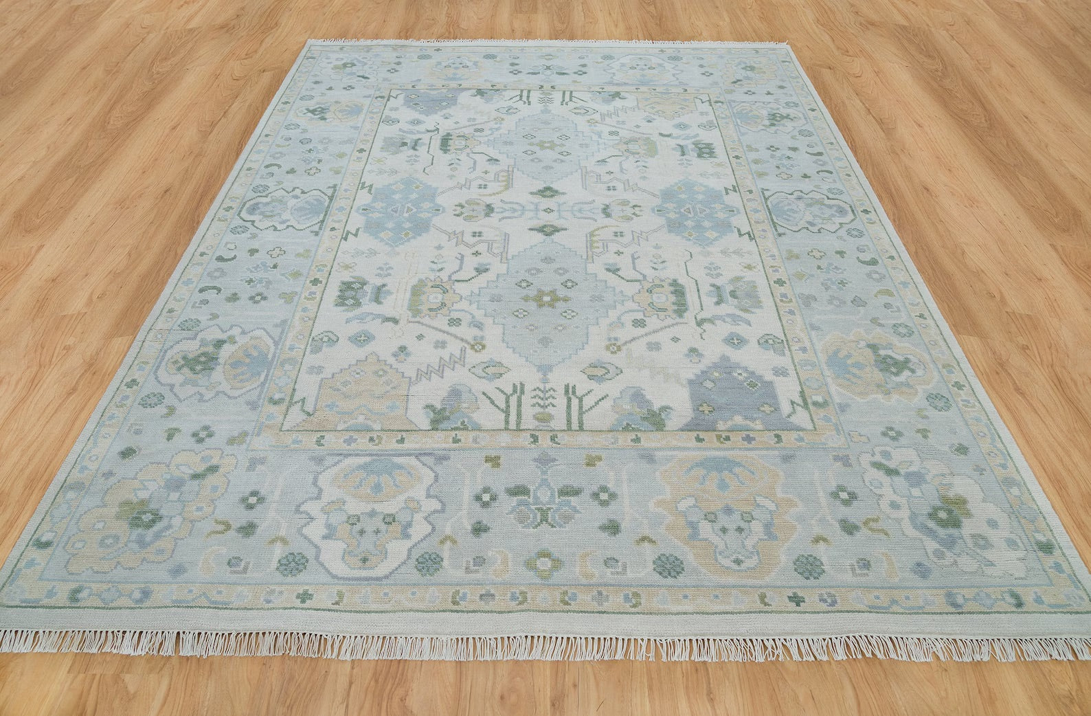 Turkish Oushak Rug Blue And White