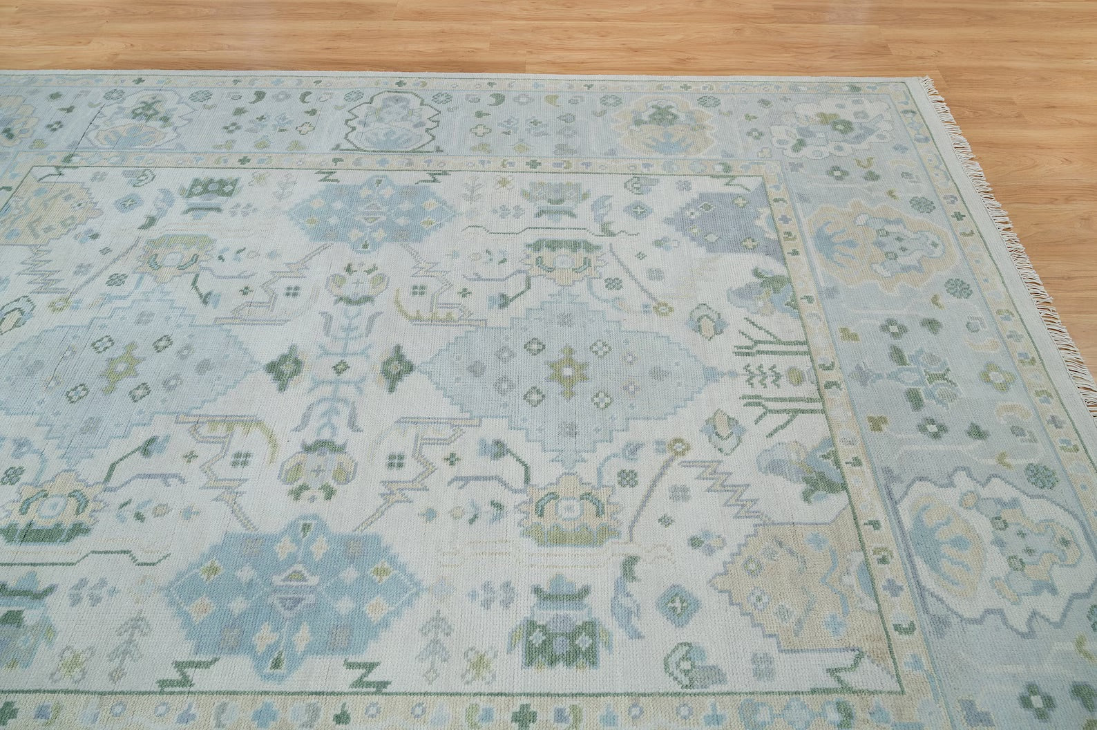 Turkish Oushak Rug Blue And White