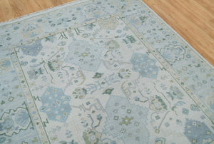 Turkish Oushak Rug Blue And White - Alef home