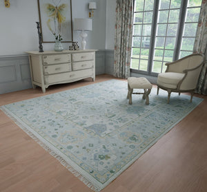 Turkish Oushak Rug Blue And White - Alef home