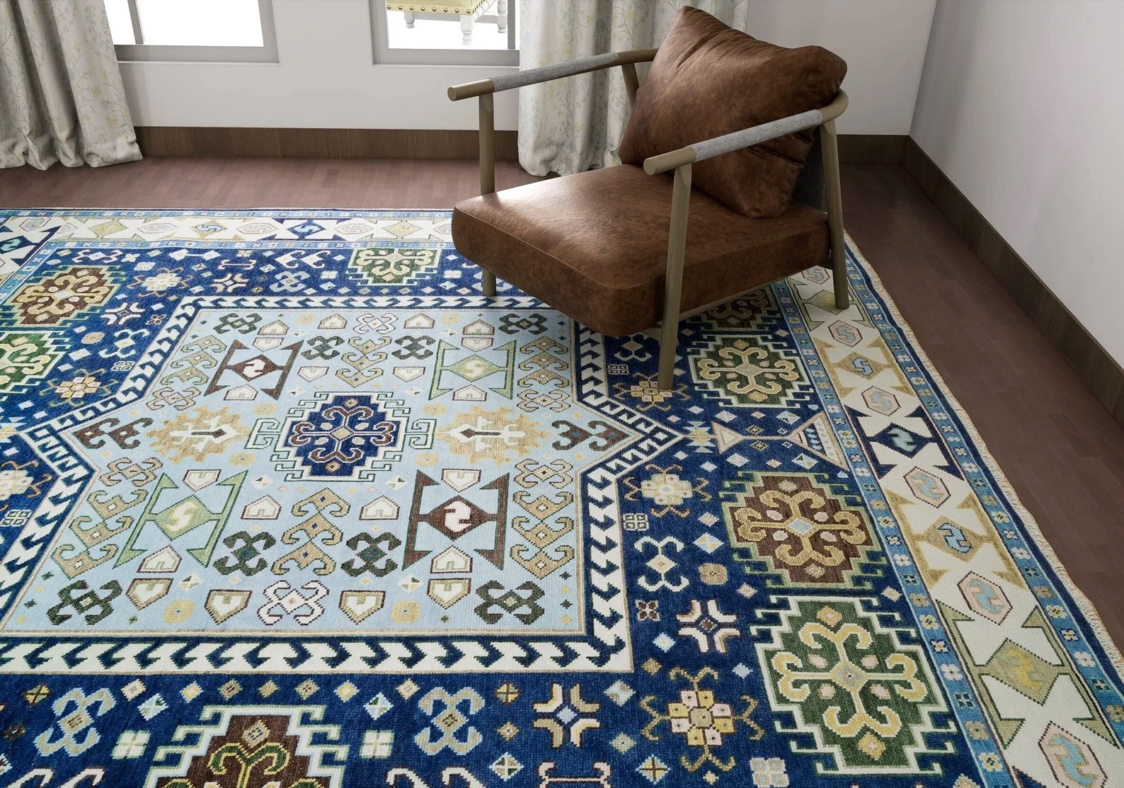 Turkish Oushak Rug Nevy Blue