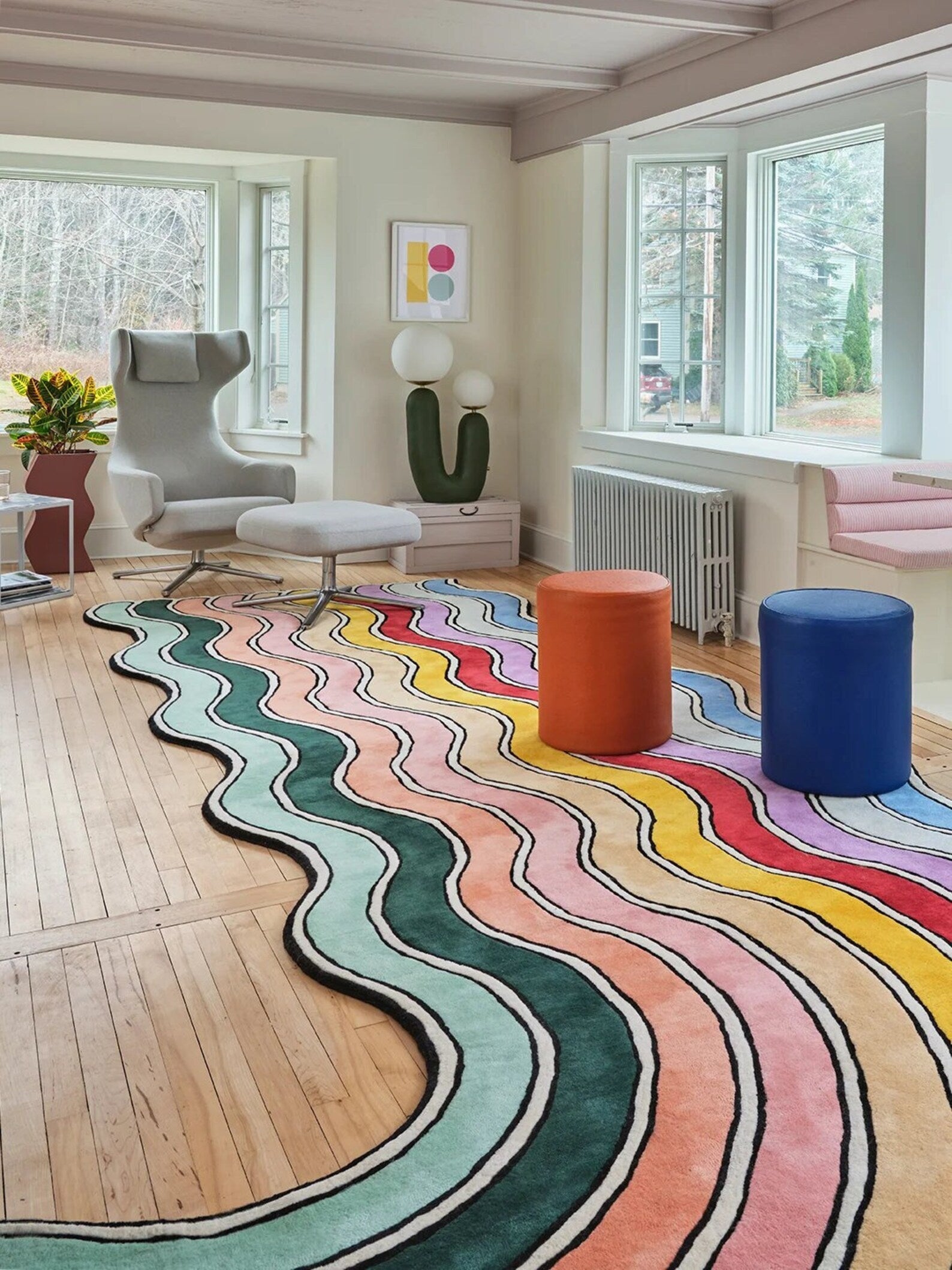 Irregullar Tufted Rug Stripe Design Colourful - Alef home