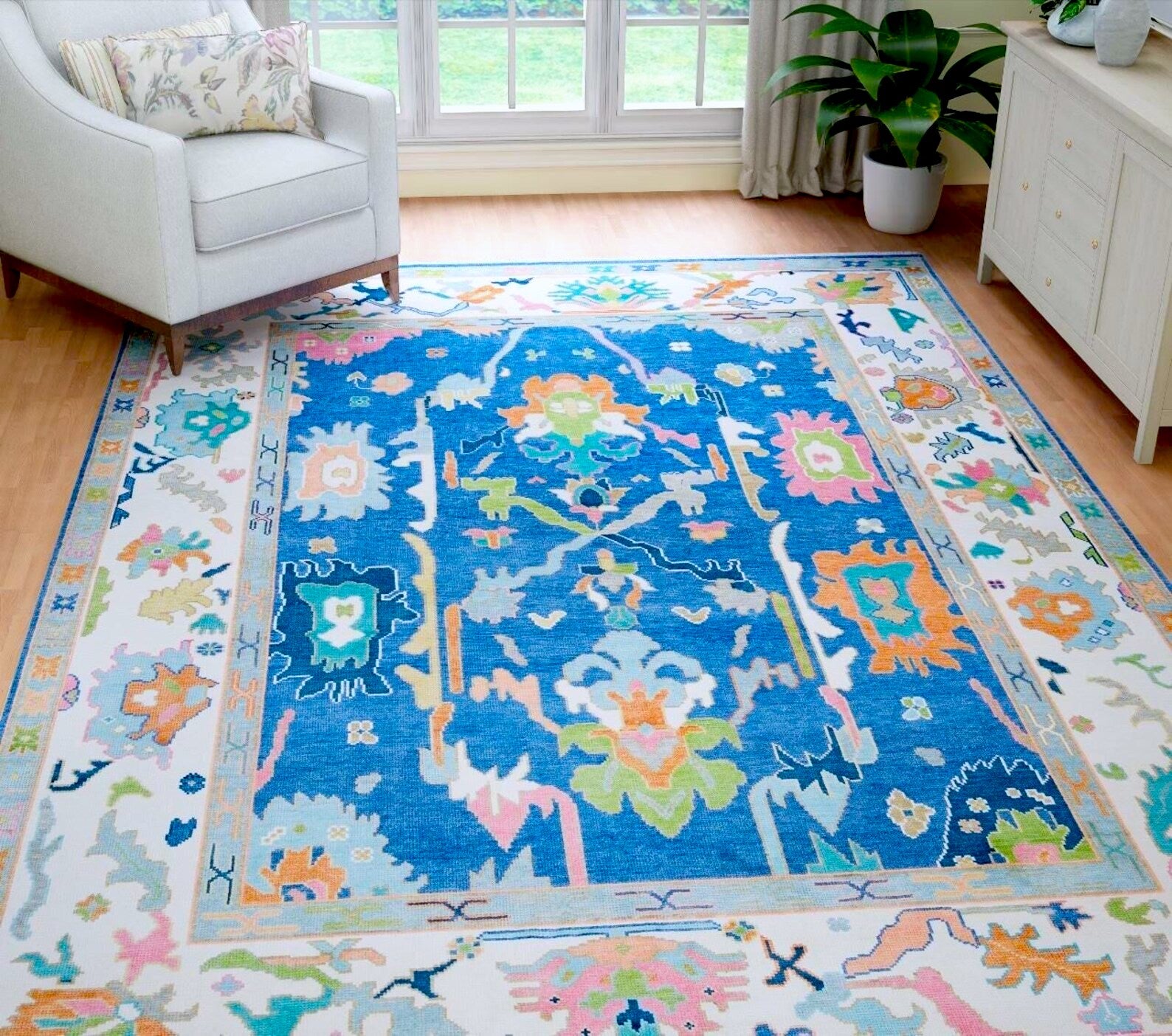 Turkish Oushak Rug Navy Blue