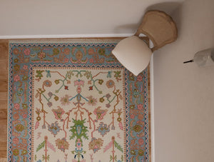 Turkish Oushak Rug Pink And Ivory - Alef home