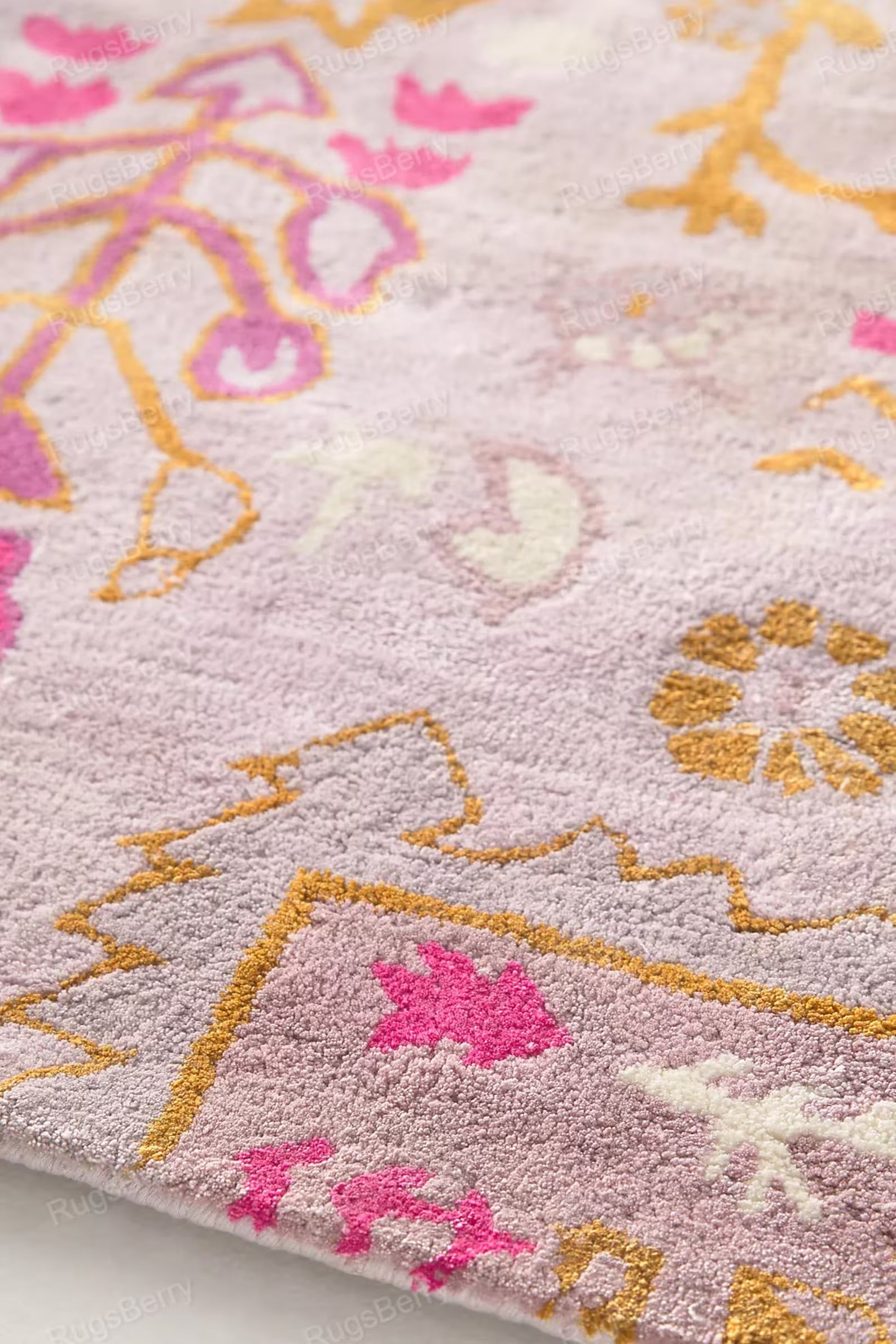 Baby Pink Colour Hand Tufted Wool Rug