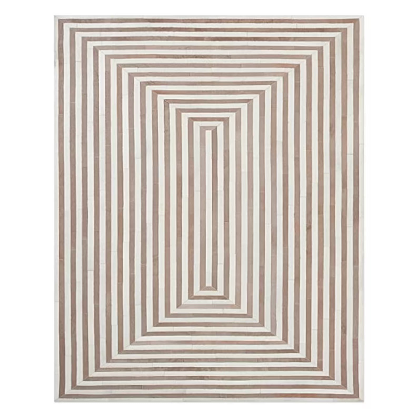 3D DESIGN LEATHER PATCHWORK BROWN & WHITE RUG - Alef home