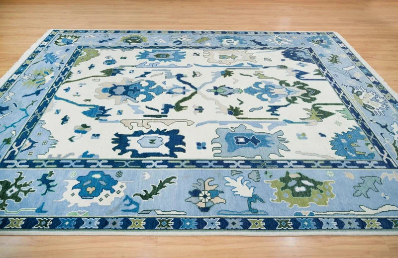 Turkish Oushak Rug ivory And Blue Colour