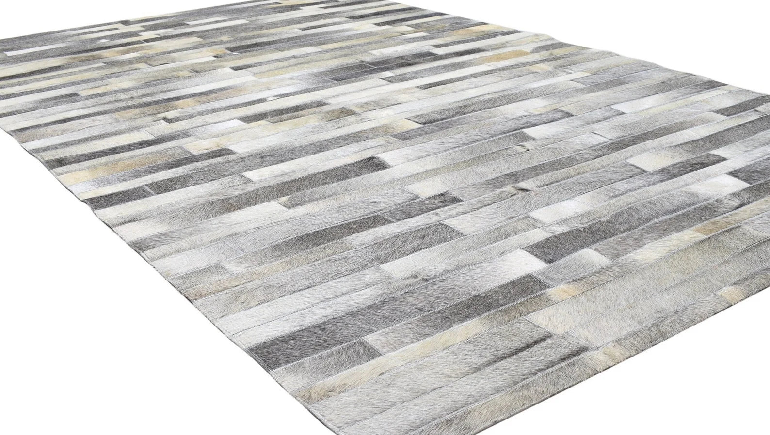 HIDE STRIPE DESIGN GREY COLOUR LEATHER PATCHWORK - Alef home