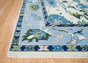 Turkish Oushak Rug ivory And Blue Colour - Alef home