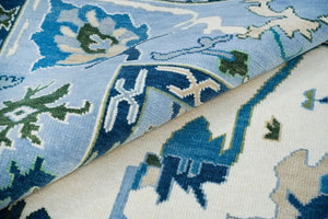 Turkish Oushak Rug ivory And Blue Colour - Alef home