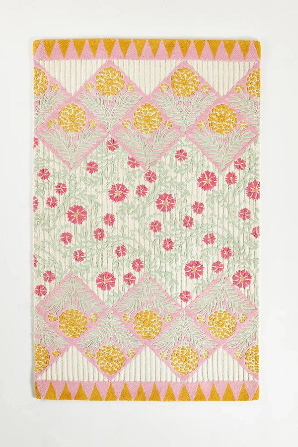 Geometrical Hand Tufted Woolen Area