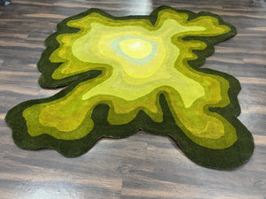 Hand-Tufted Green Wool Rug – Abstract Modern Area Carpet for Contemporary Living Room Décor - Alef home