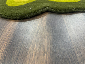 Hand-Tufted Green Wool Rug – Abstract Modern Design Carpet for Living Room - Alef home