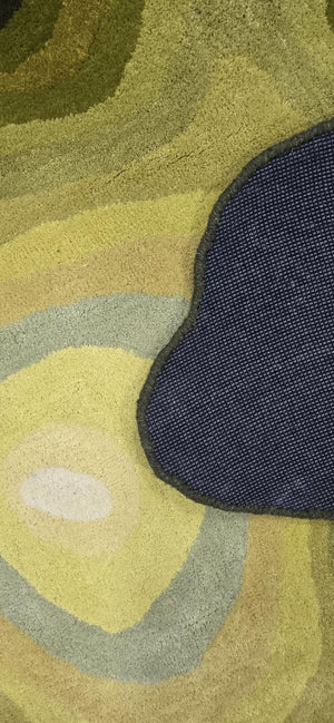 Hand-Tufted Green Wool Rug – Abstract Modern Design Carpet for Living Room - Alef home