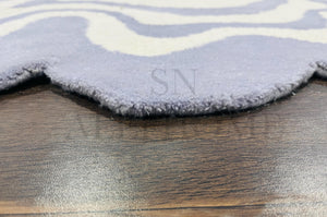 Irregular Wool Area Rug – Hand-Tufted Wavy Shape Artistic Carpet for Home - Alef home