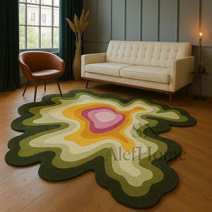 Hand-Tufted Wool Rug: Modern Abstract Wavy Design - Alef home
