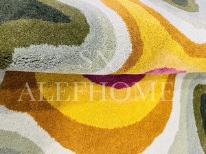 Hand-Tufted Wool Rug: Modern Abstract Wavy Design - Alef home