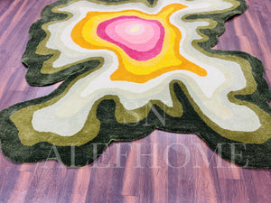 Hand-Tufted Wool Rug: Modern Abstract Wavy Design - Alef home