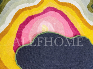 Hand-Tufted Wool Rug: Modern Abstract Wavy Design - Alef home