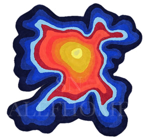 Hand-Tufted Abstract Wool Area Rug – Blue and Red Modern Artistic Carpet for Home - Alef home
