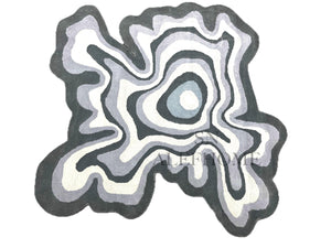Grey White Abstract Irregular Wool Rug – Hand-Tufted Wavy Sahaped Carpet for Home - Alef home