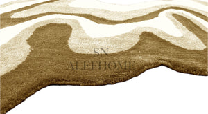 Hand-Tufted Wool Area Rug – Brown and Beige Abstract Modern Carpet for Living Room - Alef home