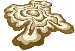 Hand-Tufted Wool Irregular Area Rug – Brown Beige Abstract Modern Carpet for Home - Alef home