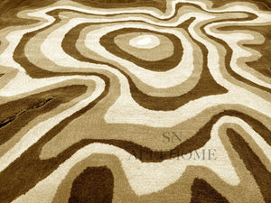 Hand-Tufted Wool Irregular Area Rug – Brown Beige Abstract Modern Carpet for Home - Alef home