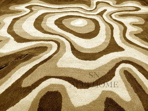 Hand-Tufted Wool Area Rug – Brown and Beige Abstract Modern Carpet for Living Room - Alef home